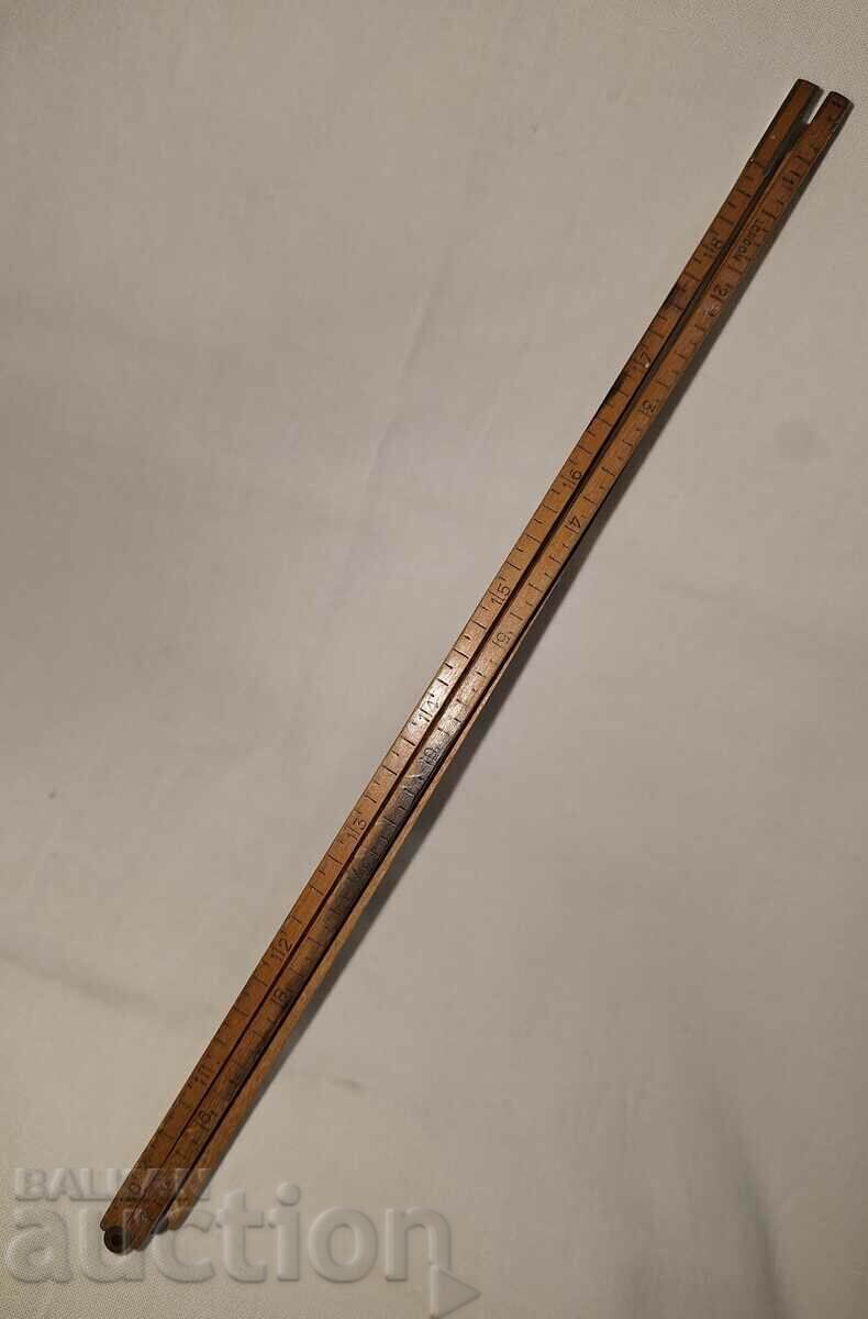 Old folding tape measure--100 cm.--wood bronze - 5 Old folding tape measure--100 cm.--wood bronze - 5