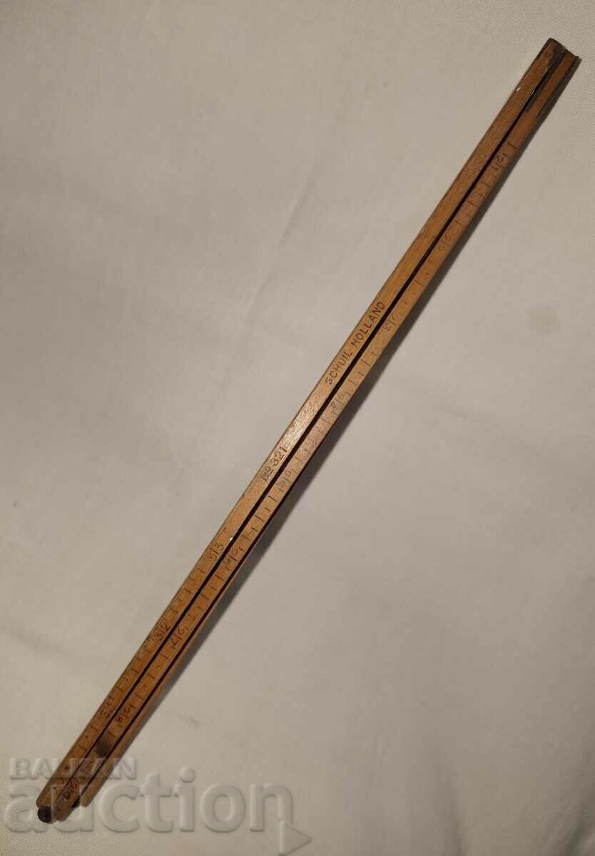 Old folding tape measure--100 cm.--wood bronze - 6 Old folding tape measure--100 cm.--wood bronze - 6