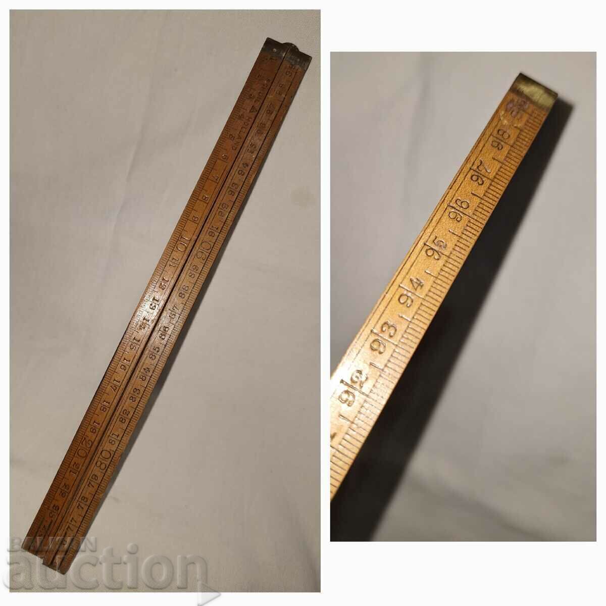 Old folding tape measure--100 cm.--wood bronze - 7 Old folding tape measure--100 cm.--wood bronze - 7