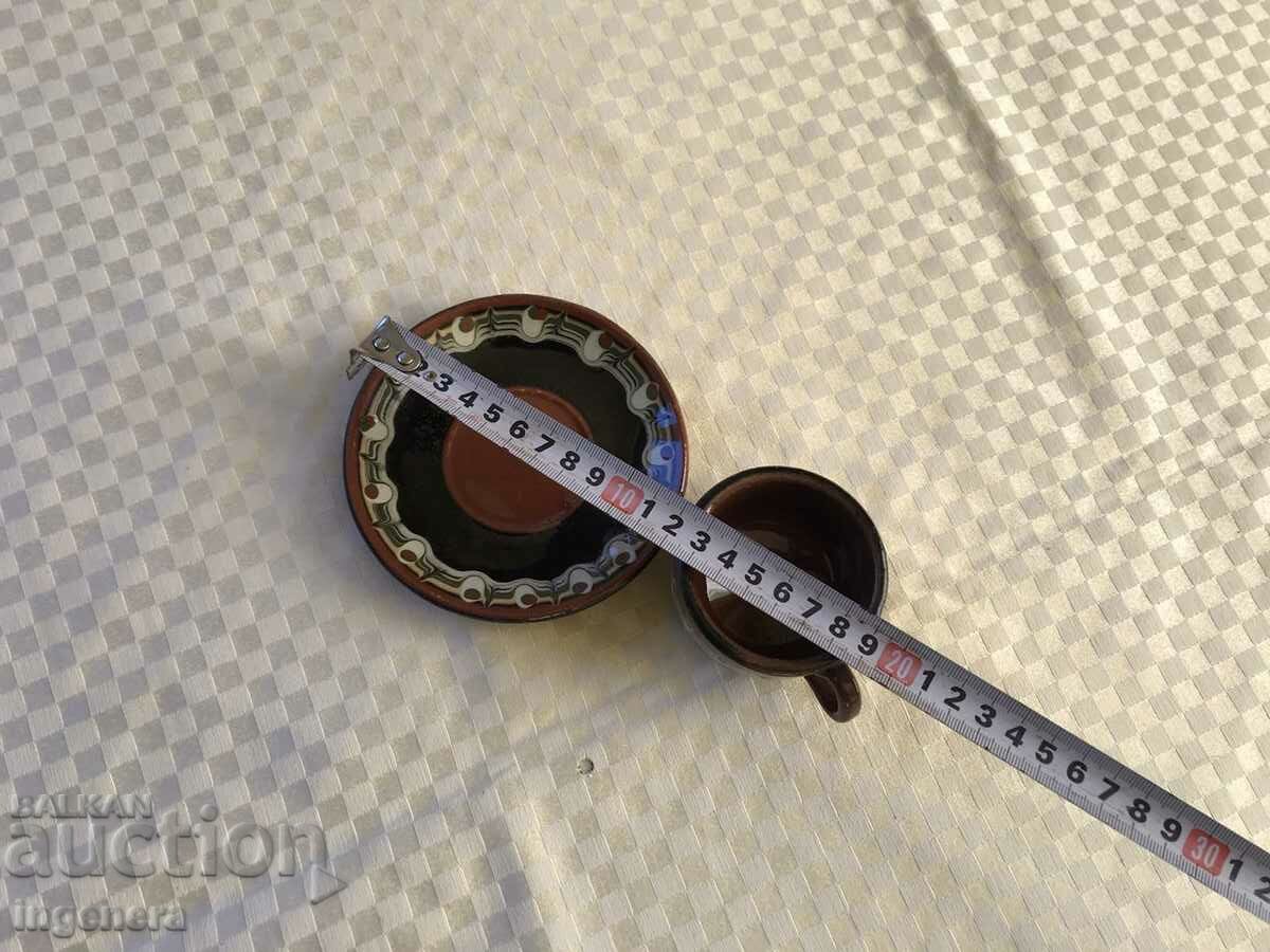 Auction CERAMIC TROJAN CUP PLATE SET Auction CERAMIC TROJAN CUP PLATE SET