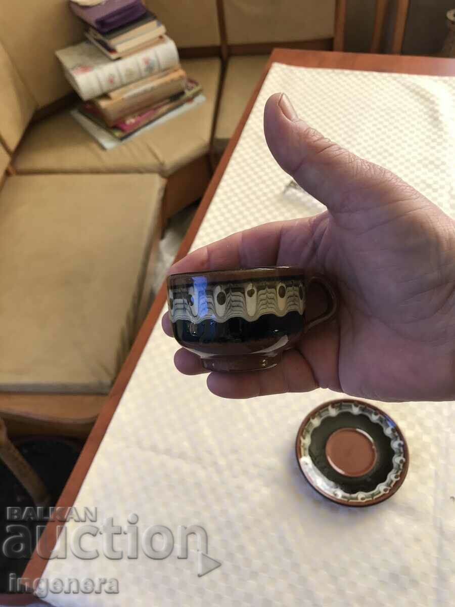 CERAMIC TROJAN CUP PLATE SET - 5 CERAMIC TROJAN CUP PLATE SET - 5