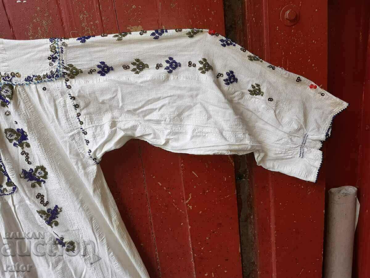 Auction Authentic long shirt with beads, sequins, lace. Folk costume Auction Authentic long shirt with beads, sequins, lace. Folk costume