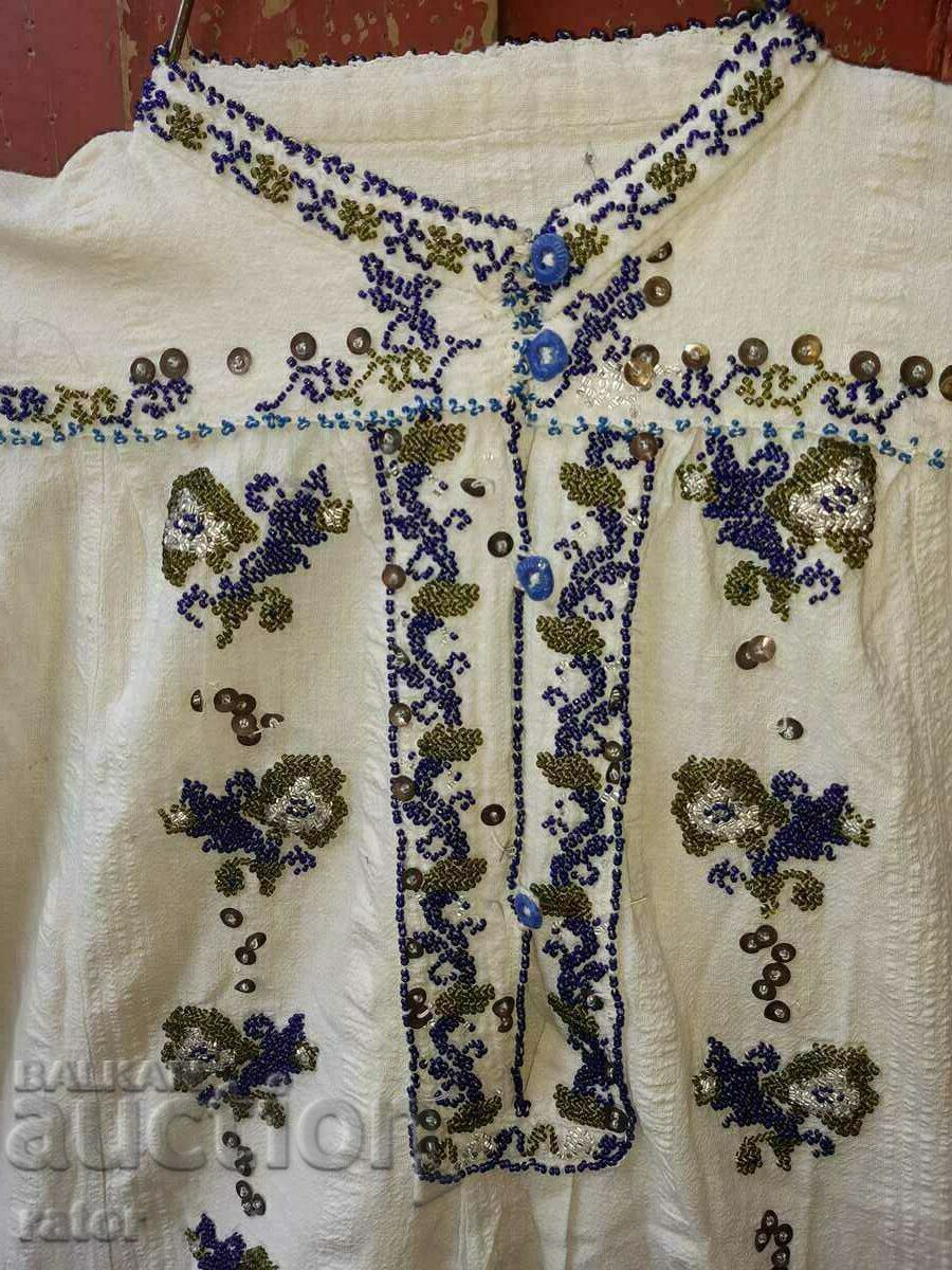 Authentic long shirt with beads, sequins, lace. Folk costume - 5 Authentic long shirt with beads, sequins, lace. Folk costume - 5