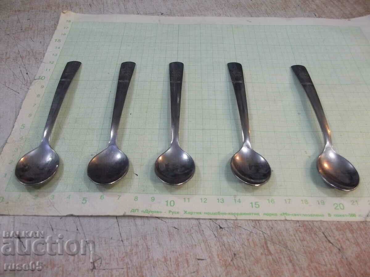 Lot of 5 pcs. tea spoons from "P. Denev - Gabrovo" factory with price 5.00 BGN | € 2.56 Lot of 5 pcs. tea spoons from "P. Denev - Gabrovo" factory with price 5.00 BGN | € 2.56