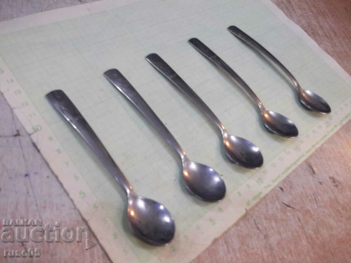 Auction Lot of 5 pcs. tea spoons from "P. Denev - Gabrovo" factory Auction Lot of 5 pcs. tea spoons from "P. Denev - Gabrovo" factory