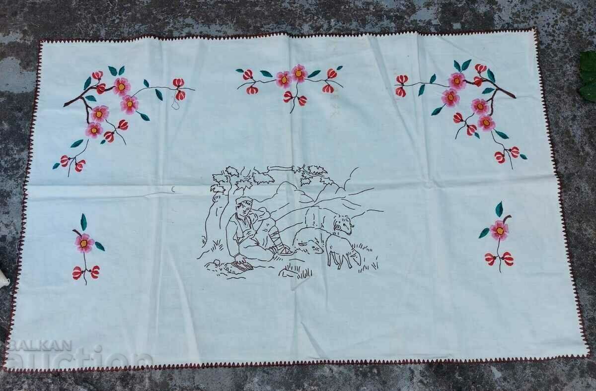 . OLD EMBROIDERED CARPET WALL CHECK RUG EMBROIDERY . OLD EMBROIDERED CARPET WALL CHECK RUG EMBROIDERY