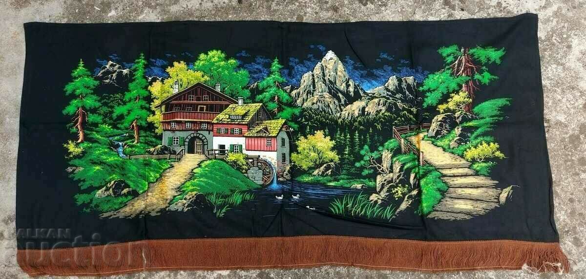 . OLD UNUSED PAINTED CARPET RUG WALL . OLD UNUSED PAINTED CARPET RUG WALL