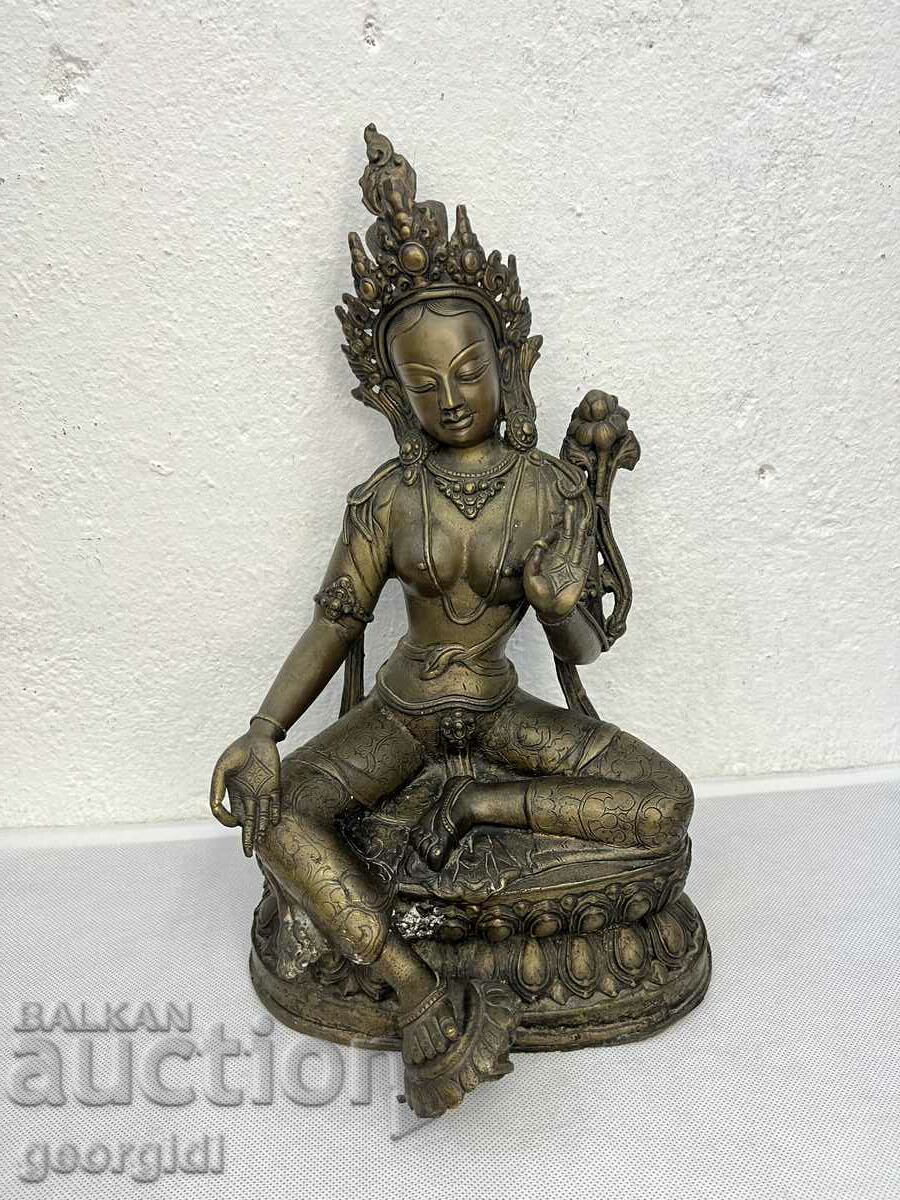 Figura tibetană din bronz a lui Arya Tara / Green Tara. #6131