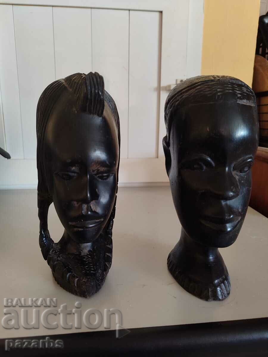 African ebony heads of a man and a woman