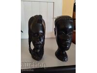 African ebony heads of a man and a woman