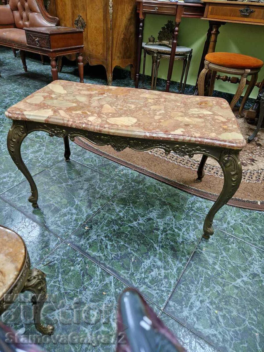 O măsuță minunată din bronz antic cu blat de marmură - 5