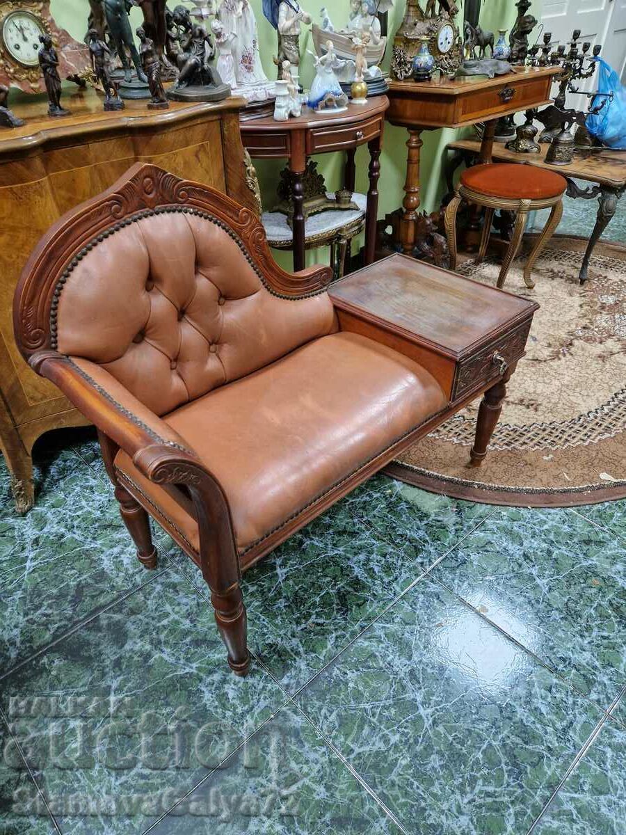 A great antique English parlor bench A great antique English parlor bench