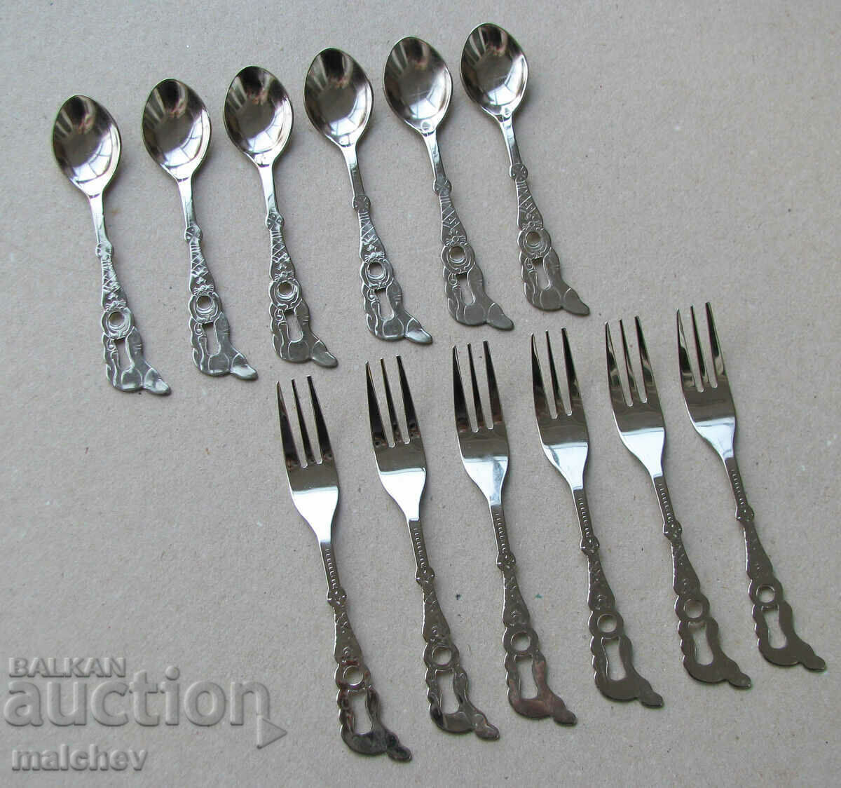 Set of 6 spoons 10.3 cm and 6 forks 11.5 cm stainless