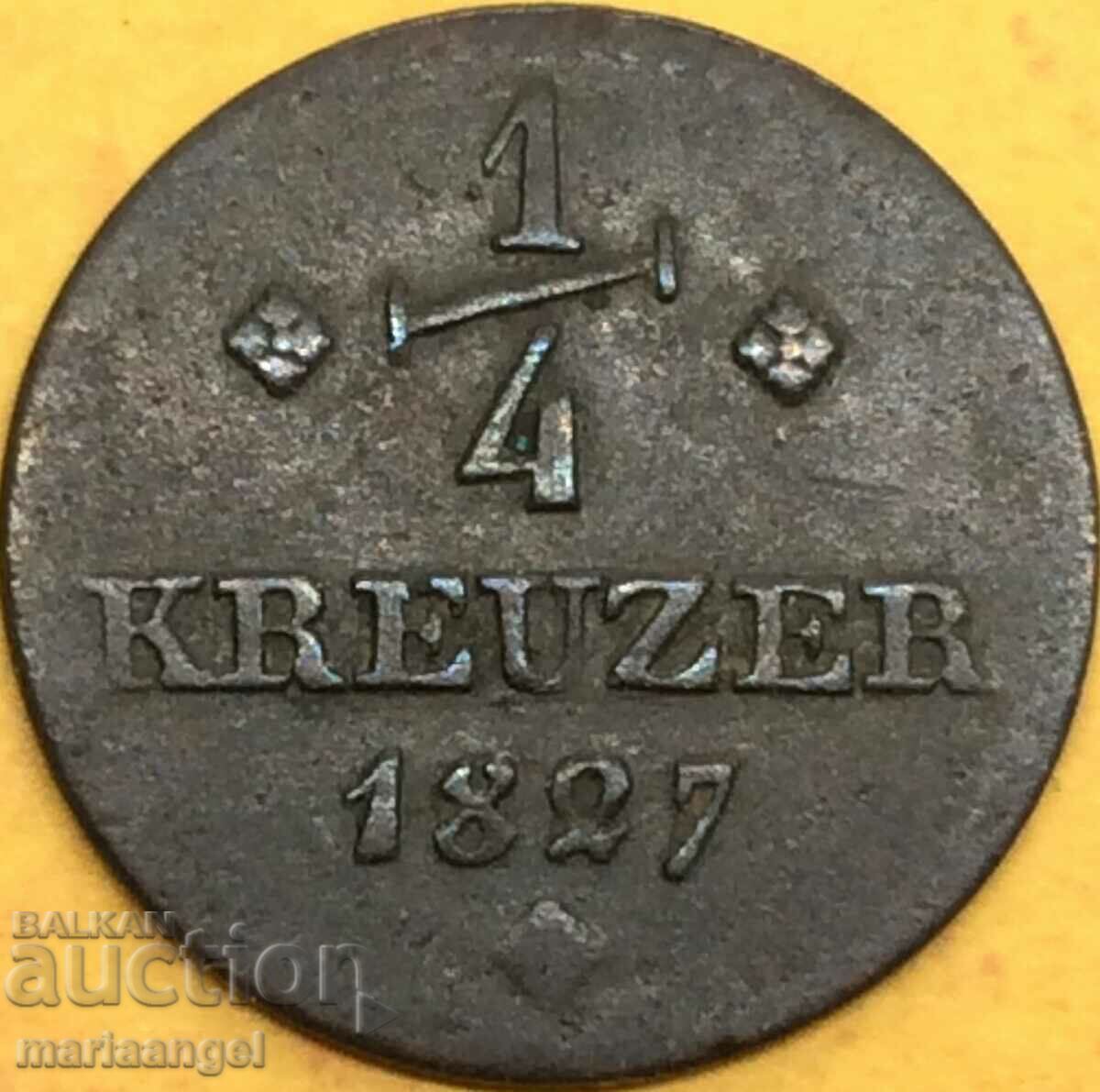 1/4 Kreuzer 1827 Germany Hessian Med