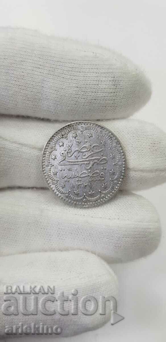 Silver Turkish-Ottoman 5 Kurush coin