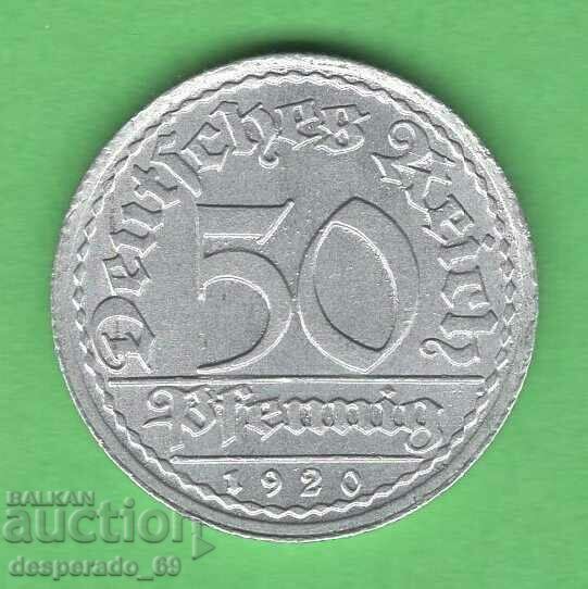 (¯`'•.¸   50 пфенига 1920A  ГЕРМАНИЯ  aUNC   ¸.•'´¯)