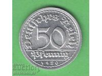 (¯`'•.¸ 50 pfennig 1920D GERMANIA UNC- ¸.•'´¯)