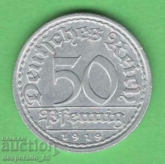 (¯`'•.¸ 50 Pfennig 1919A GERMANY aUNC ¸.•'´¯)