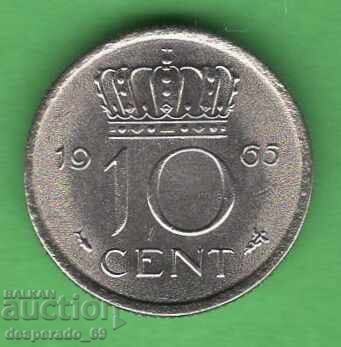 (¯`'•.¸ 10 cents 1965 NETHERLANDS ¸.•'´¯)