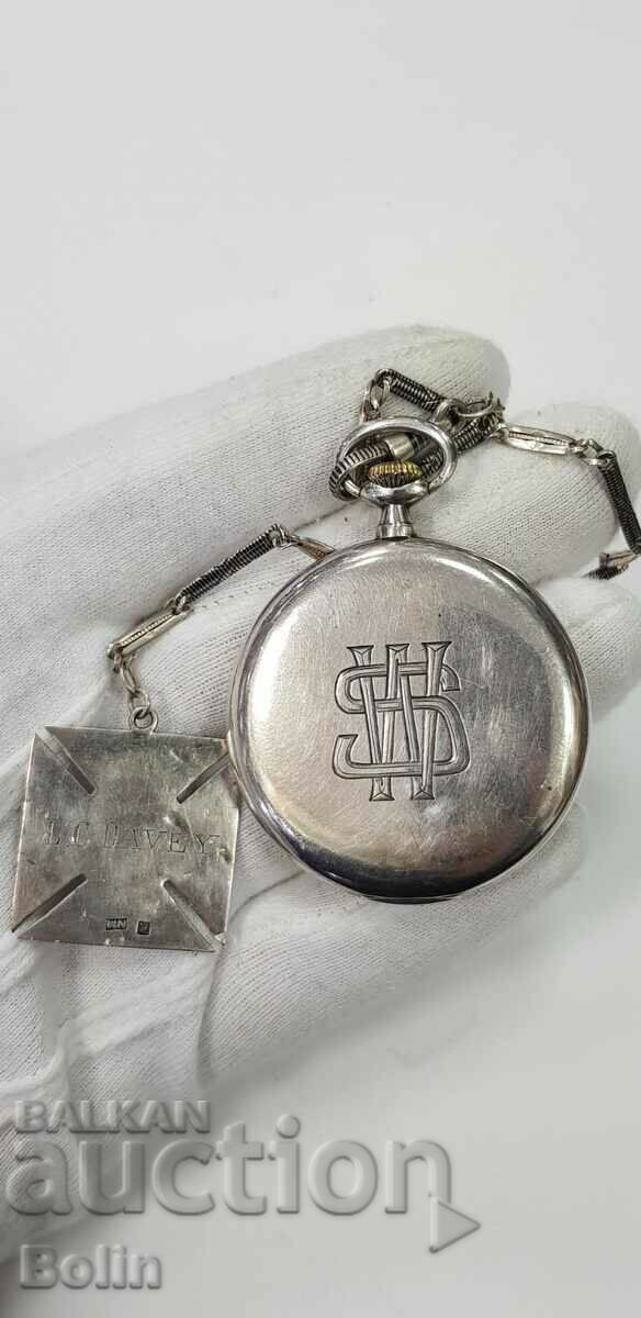 SWISS silver pocket watch with shuttle and box with price 780.00 BGN | € 398.81