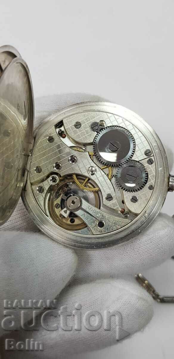 Delivery of SWISS silver pocket watch with shuttle and box