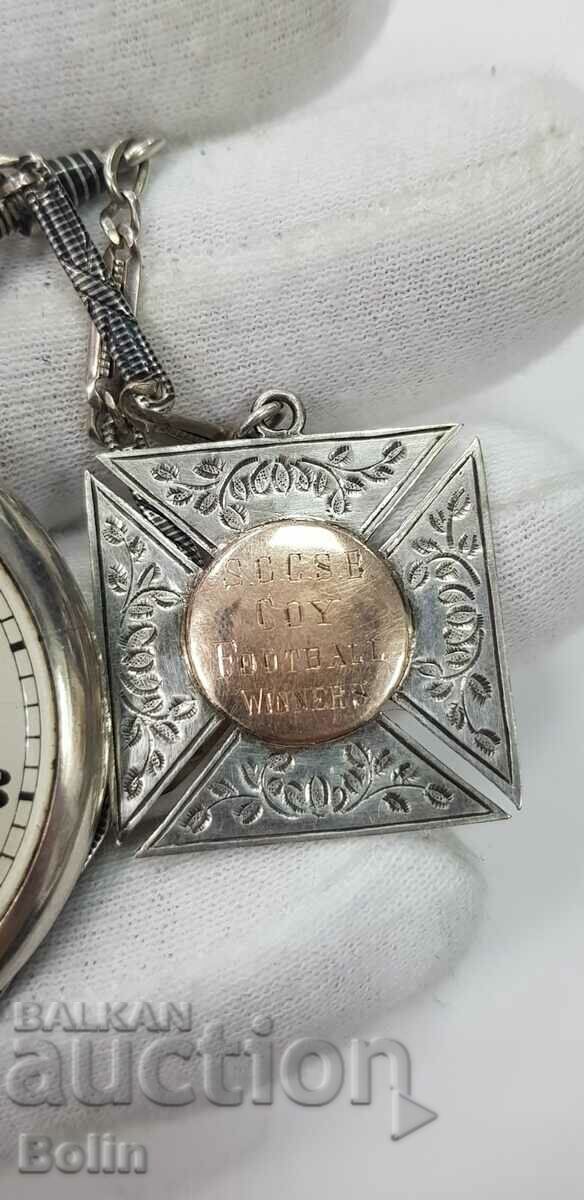 SWISS silver pocket watch with shuttle and box - 5