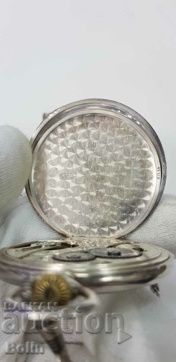 SWISS silver pocket watch with shuttle and box - 6