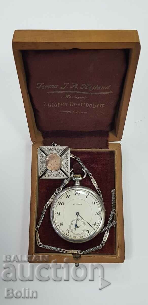 SWISS silver pocket watch with shuttle and box - 7