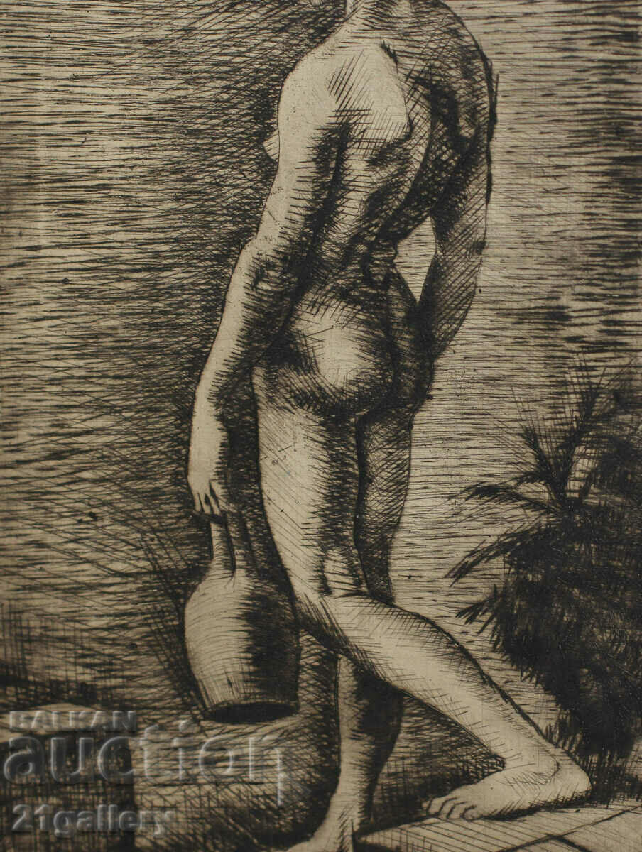 Delivery of Prof. Petar Chuhovski (1922-1995) draws a naked body