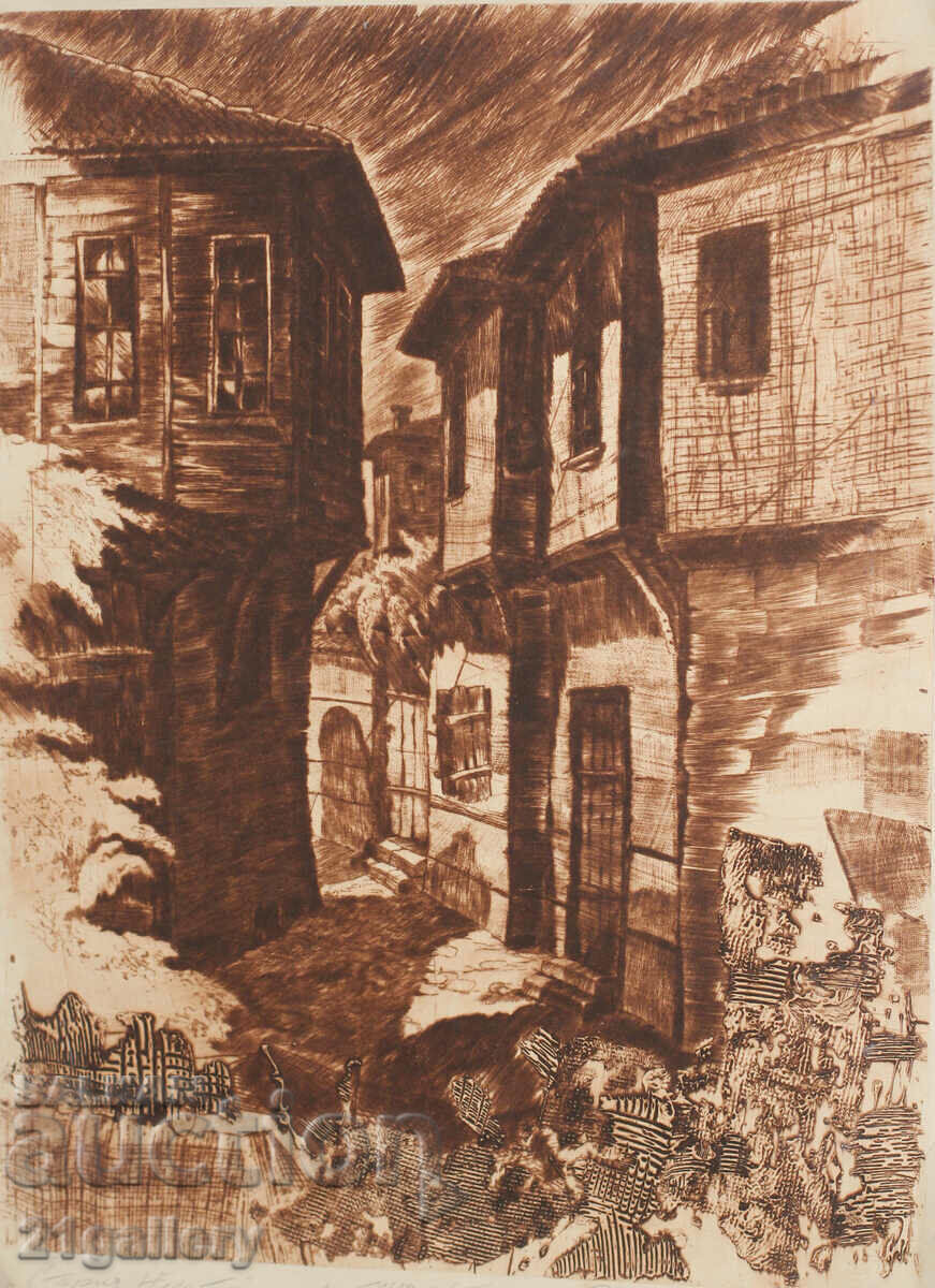 Dimitar Popgeorgiev (1960) graphics Old Nessebar 1989 with price 240.00 BGN | € 122.71 Dimitar Popgeorgiev (1960) graphics Old Nessebar 1989 with price 240.00 BGN | € 122.71