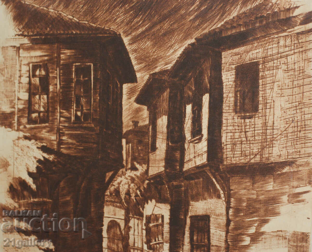 Auction Dimitar Popgeorgiev (1960) graphics Old Nessebar 1989 Auction Dimitar Popgeorgiev (1960) graphics Old Nessebar 1989