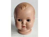 100 YEAR MARKED GLASS EYES CELLULOID DOLL HEAD