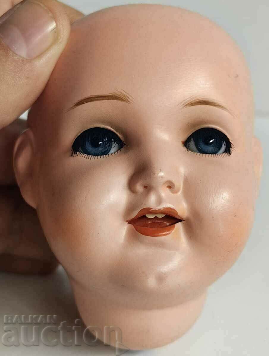 100 YEAR MARKED GLASS EYES CELLULOID DOLL HEAD