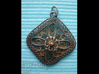 Old, silver pendant (medallion) - filigree.