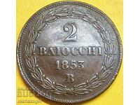 2 байочи 1853 Ватикан 34мм 20,29г Пий IX