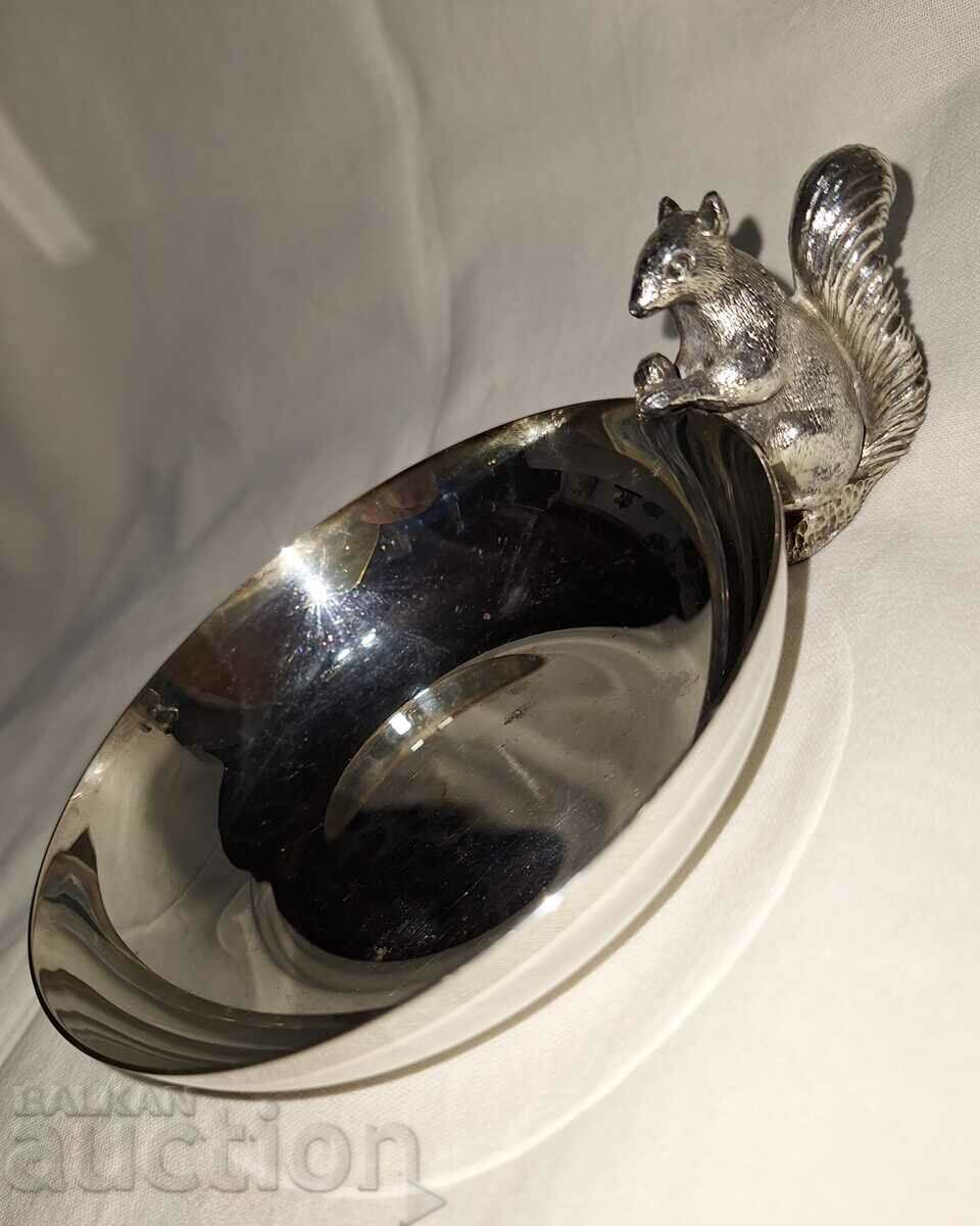 Retro silver-plated dish, with plastic