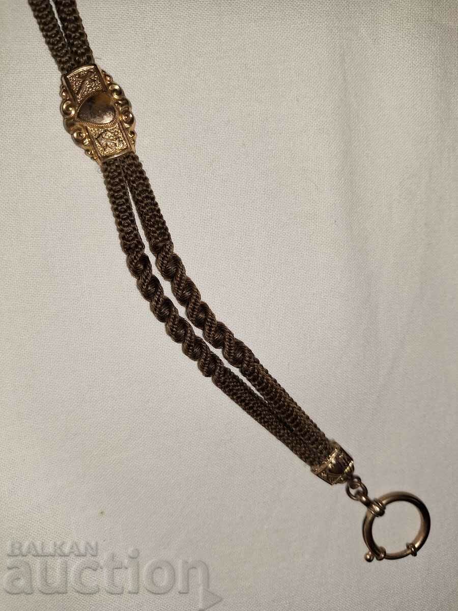 Custec de epocă victorian - țesut manual din păr - 5