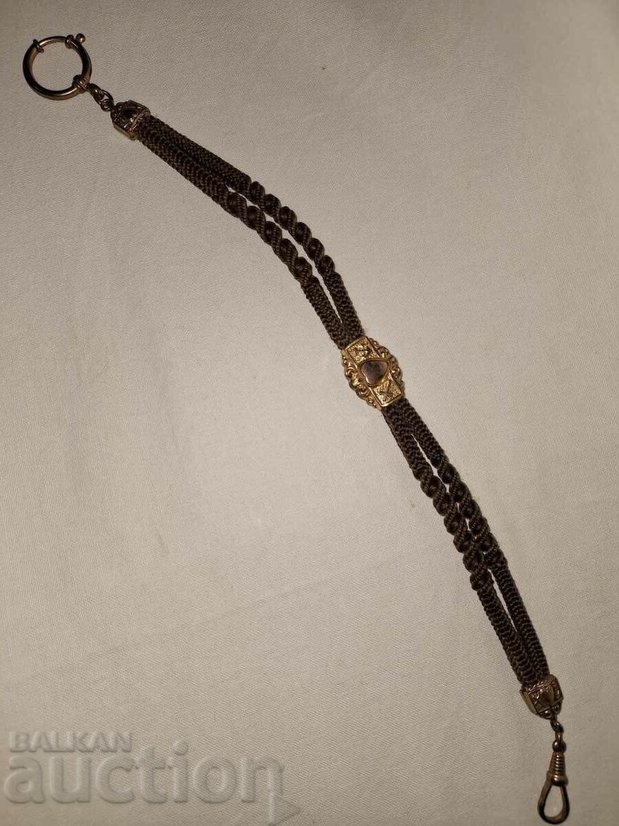Custec de epocă victorian - țesut manual din păr - 6