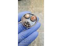 Silver brooch with Jasper and Moonstone 925