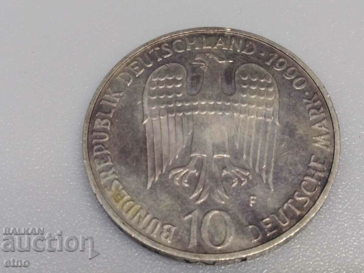 GERMANY 10 MARKS 1990 F, SILVER, COINS, COINS with price 45.00 BGN | € 23.01 GERMANY 10 MARKS 1990 F, SILVER, COINS, COINS with price 45.00 BGN | € 23.01