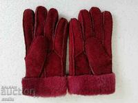 New warm women's gloves burgundy