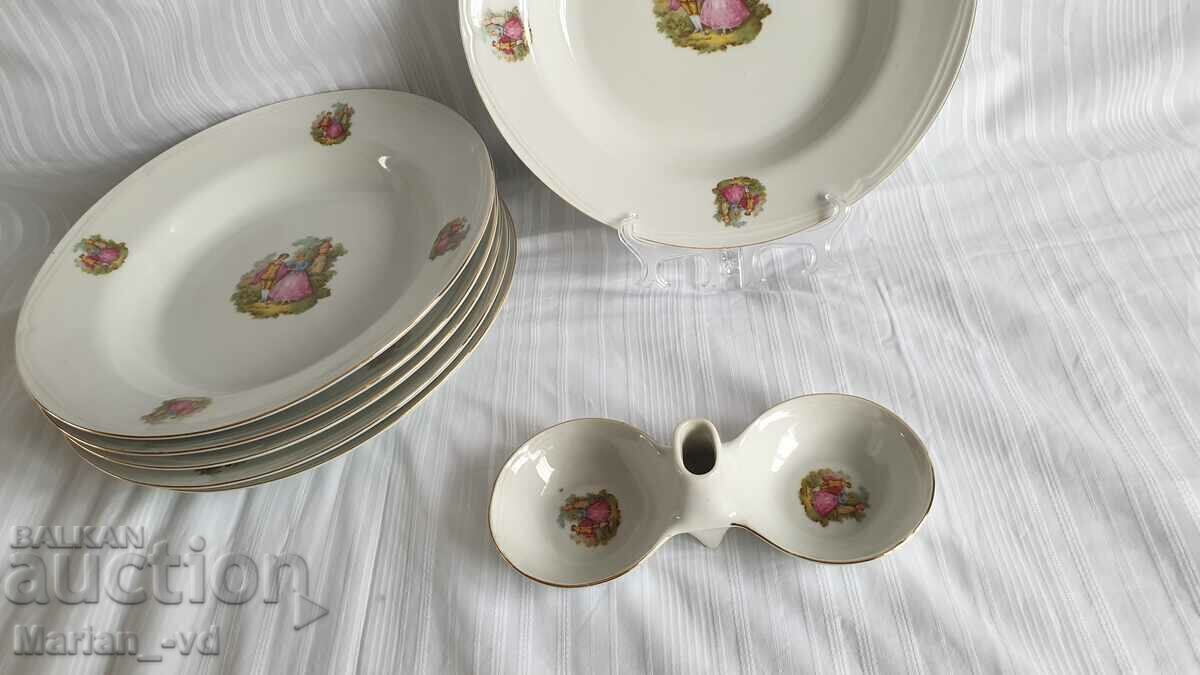 Porcelain plates and salt shaker "Romeo and Juliet" - Razgrad - 5 Porcelain plates and salt shaker "Romeo and Juliet" - Razgrad - 5