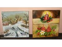 A winter's tale - lot of 2 beautiful Christmas paintings