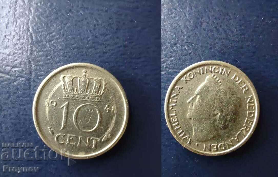 MINT ERROR-10 cent Netherlands 1948