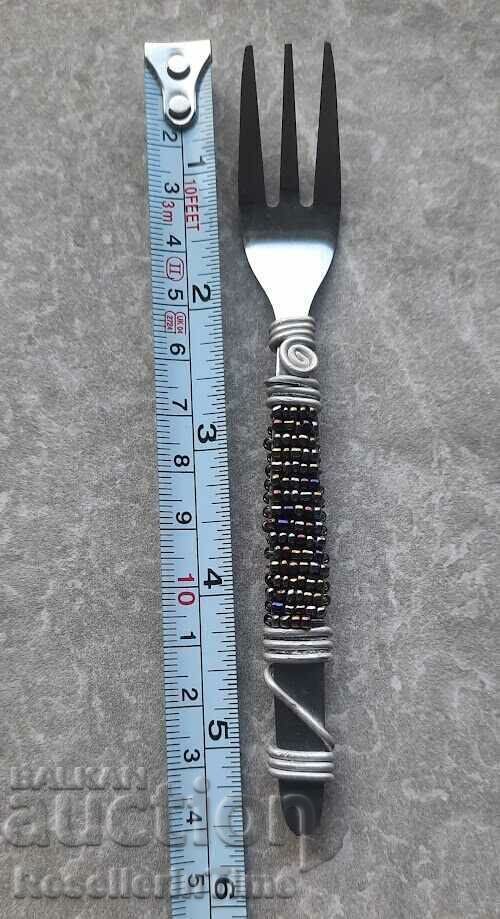 Auction New fork with handmade bead decoration Auction New fork with handmade bead decoration