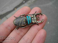 OLD SILVER BEETLE BEETLE BROOCH UNIQUELY BEAUTIFUL