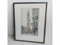 . 1985 GRAPHICS SKETCH PICTURE FRAME VENICE SQUARE SAN MARCO