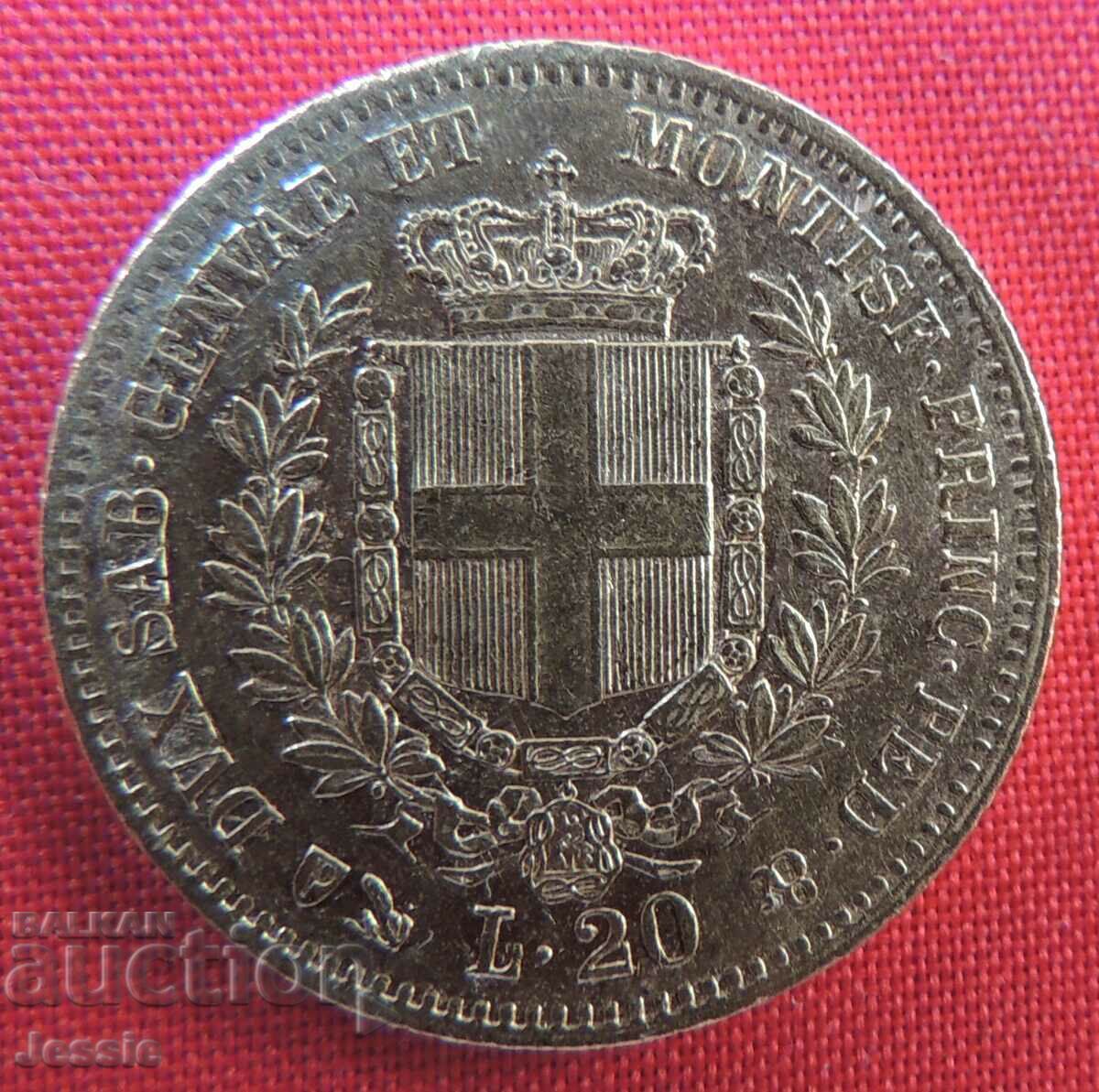 20 lire 1859 Italia (20 lire Italia) (aur)