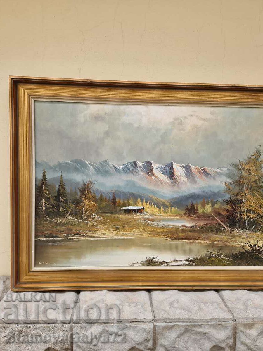 Large antique oil on canvas painting - 5 Large antique oil on canvas painting - 5