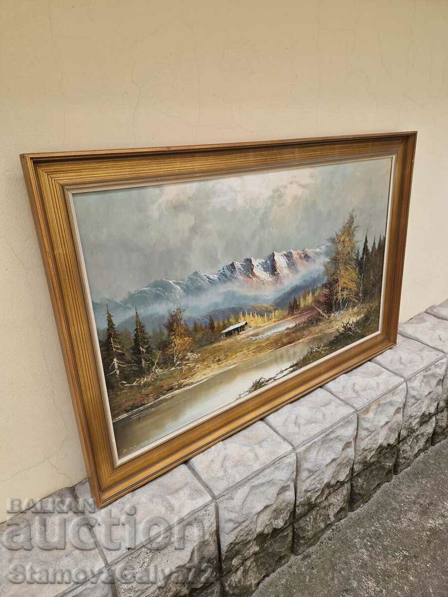 Large antique oil on canvas painting - 6 Large antique oil on canvas painting - 6